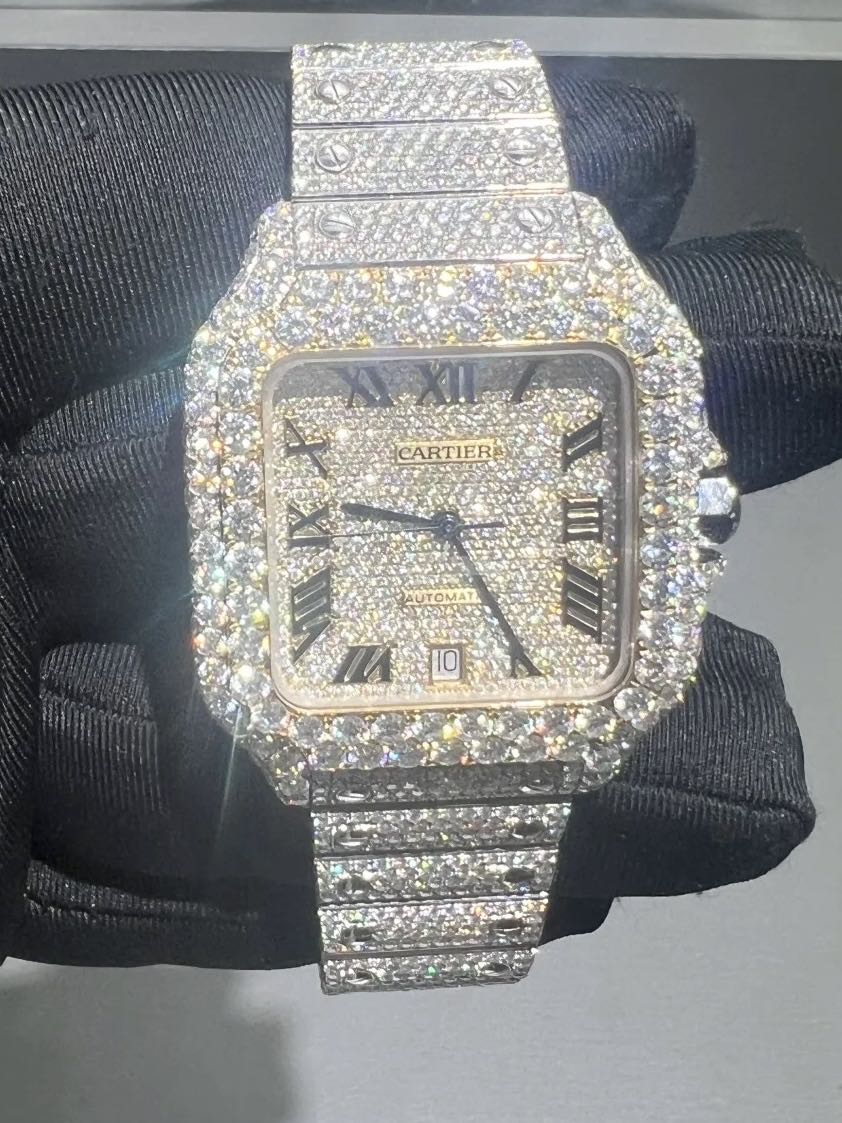 cartier iced out watches for men